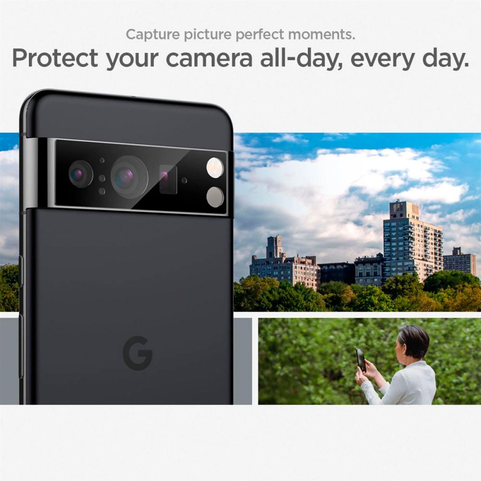 Spigen Glas.tR Optik für Google Pixel 8 – 2x gehärtete Glas Folien für die Kamera – Weiteres Produktbild 8