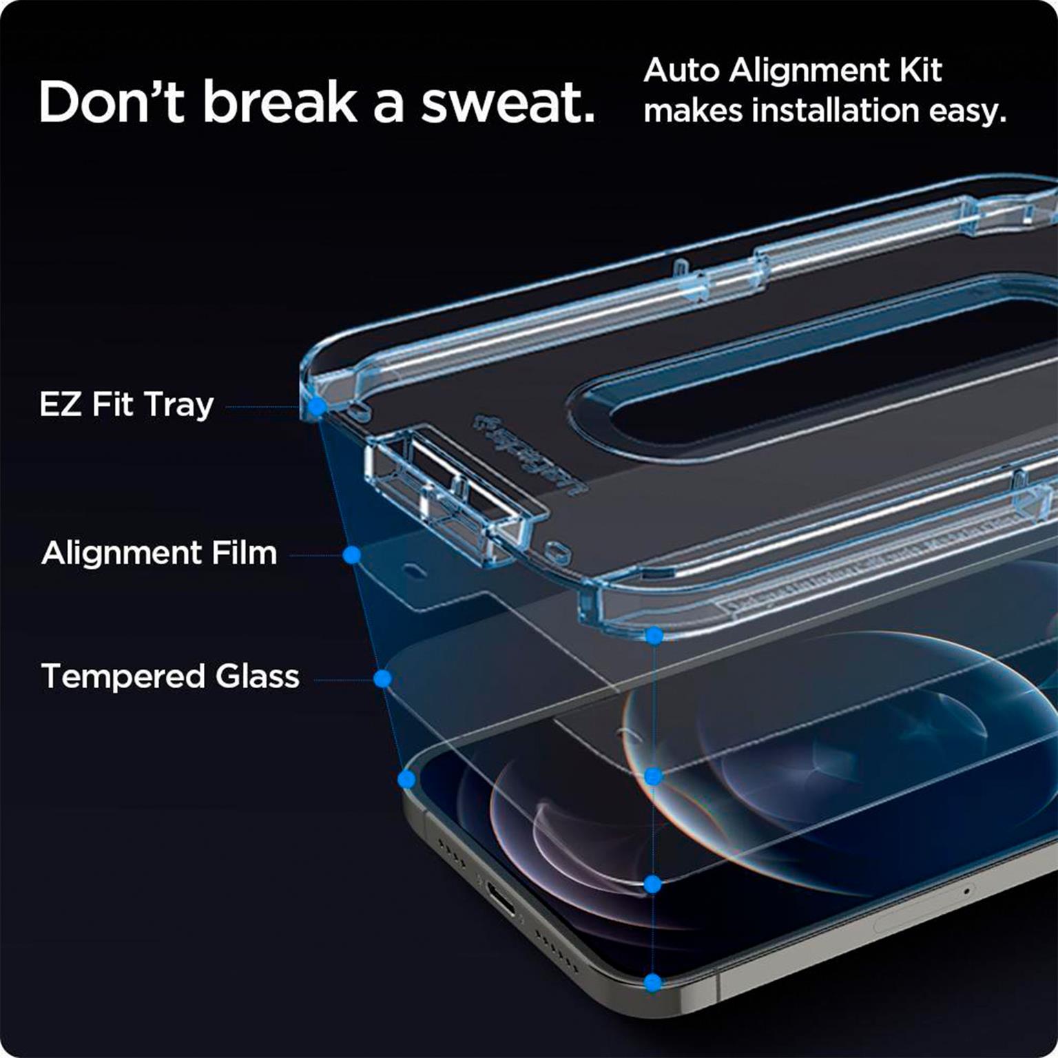 Spigen Glas.tR EZ Fit iPhone 12 & iPhone 12 Pro Panzerglas Easy-Fit – Weiteres Produktbild 4 Spigen Glas.tR EZ Fit iPhone 12 & iPhone 12 Pro Panzerglas Easy-Fit – Weiteres Produktbild 4