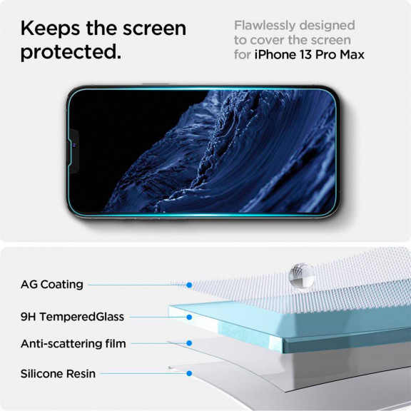 Spigen Glas.tR EZ Fit iPhone 13 Pro Max & iPhone 14 Plus Panzerglas Easy-Fit – Weiteres Produktbild 3