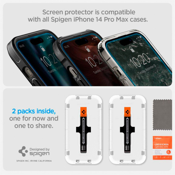 Spigen Glas.tR EZ Fit iPhone 14 Pro Max Panzerglas Easy-Fit – Weiteres Produktbild 9