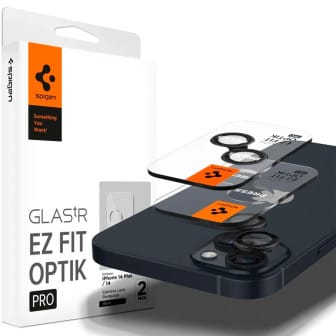 Spigen Glas.tR EZ Fit Optik Pro für iPhone 14 & iPhone 14 Plus – Hartglasabdeckung für Smartphone Kamera – Schwarz Spigen Glas.tR EZ Fit Optik Pro für iPhone 14 & iPhone 14 Plus – Hartglasabdeckung für Smartphone Kamera – Schwarz