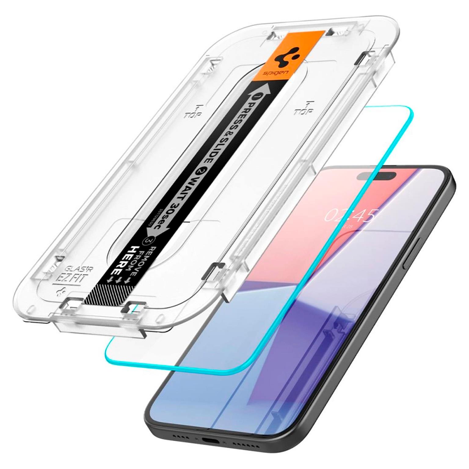 Spigen Glas.tR EZ Fit iPhone 15 Panzerglas Easy-Fit – Weiteres Produktbild 4