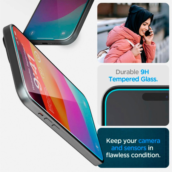 Spigen Glas.tR EZ Fit iPhone 15 Panzerglas Easy-Fit – Weiteres Produktbild 7