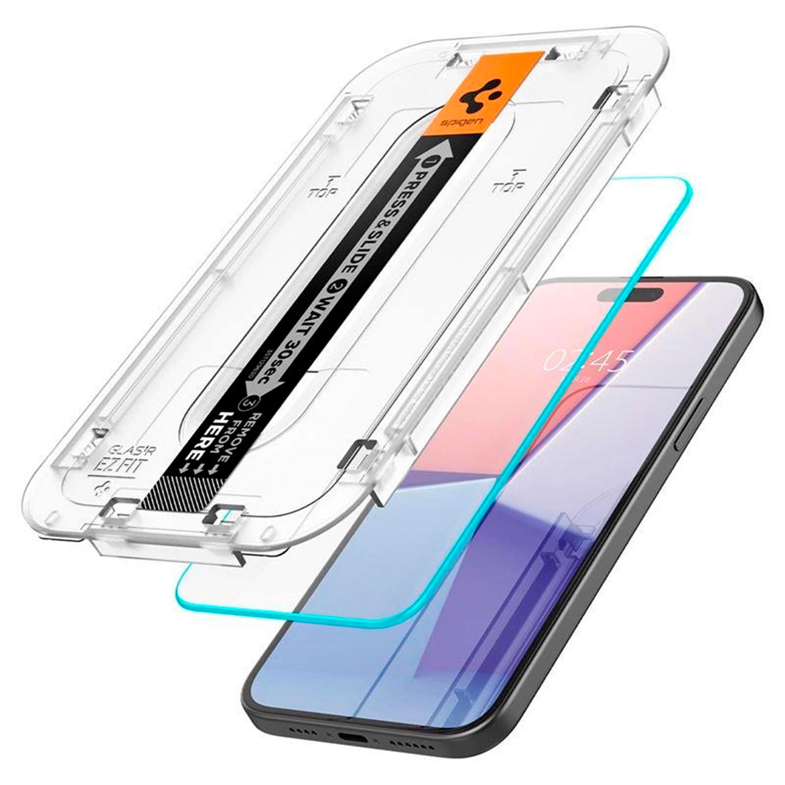 Spigen Glas.tR EZ Fit iPhone 15 Plus Panzerglas Easy-Fit – Weiteres Produktbild 4