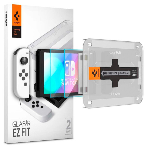 Spigen GLAS.tR EZ FIT – Bildschirmfolie für Nintendo Switch OLED – kratzfeste Schutzfolie – Weiteres Produktbild 1 Spigen GLAS.tR EZ FIT – Bildschirmfolie für Nintendo Switch OLED – kratzfeste Schutzfolie – Weiteres Produktbild 1