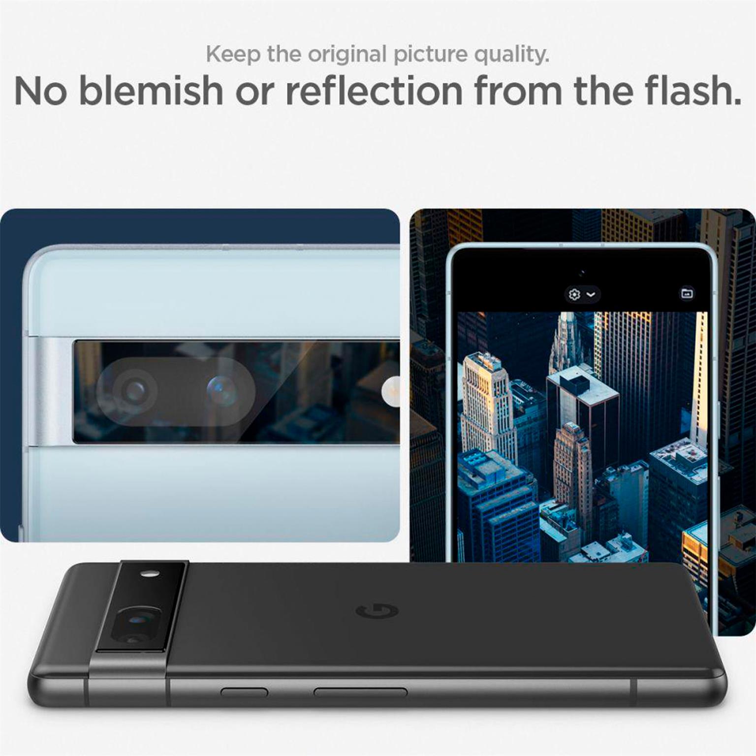 Spigen Glas.tR Optik für Google Pixel 7a – 2x gehärtete Glas Folien für die Kamera – Weiteres Produktbild 6