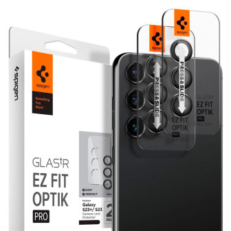 Spigen Glas.tR EZ Fit Optik Pro für Samsung Galaxy S23 & S23+ – Hartglasabdeckung für Smartphone Kamera – Schwarz