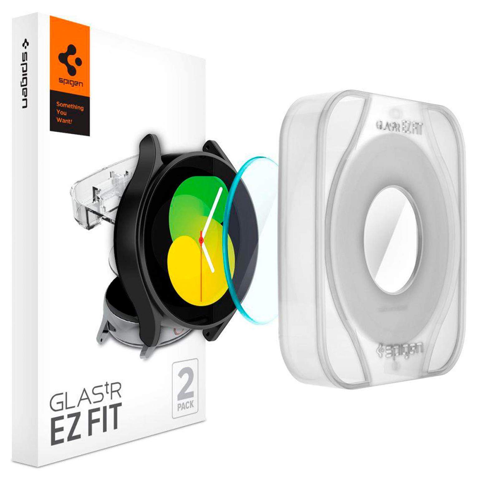 Spigen GLAS.tR EZ FIT – Displayschutz für Samsung Galaxy Watch 4/5 (44mm) aus gehärtetem Glas, 2er Set – undefined