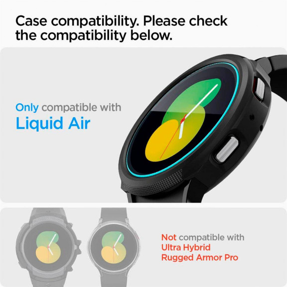Spigen GLAS.tR EZ FIT – Displayschutz für Samsung Galaxy Watch 4/5 (44mm) aus gehärtetem Glas, 2er Set – Weiteres Produktbild 9