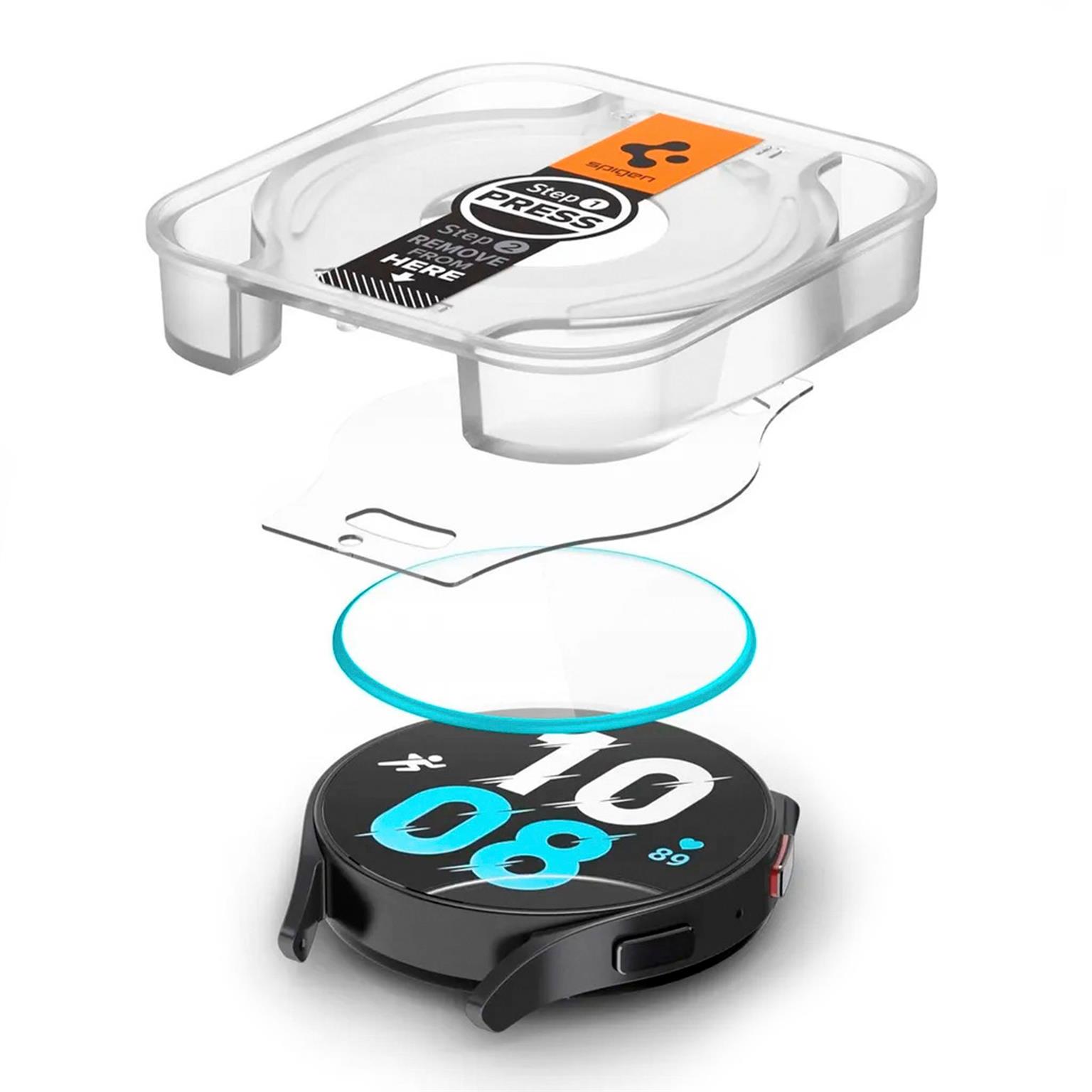 Spigen GLAS.tR EZ FIT – Displayschutz für Samsung Galaxy Watch6 (40mm) aus gehärtetem Glas, 2er Set – Weiteres Produktbild 1