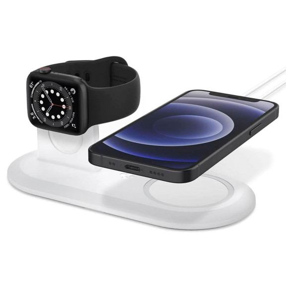 Spigen MagFit Duo – Qi-Ladestation mit Doppel Ladefunktion für Smartphone und Smartwatch Induktives Laden – Weiteres Produktbild 1