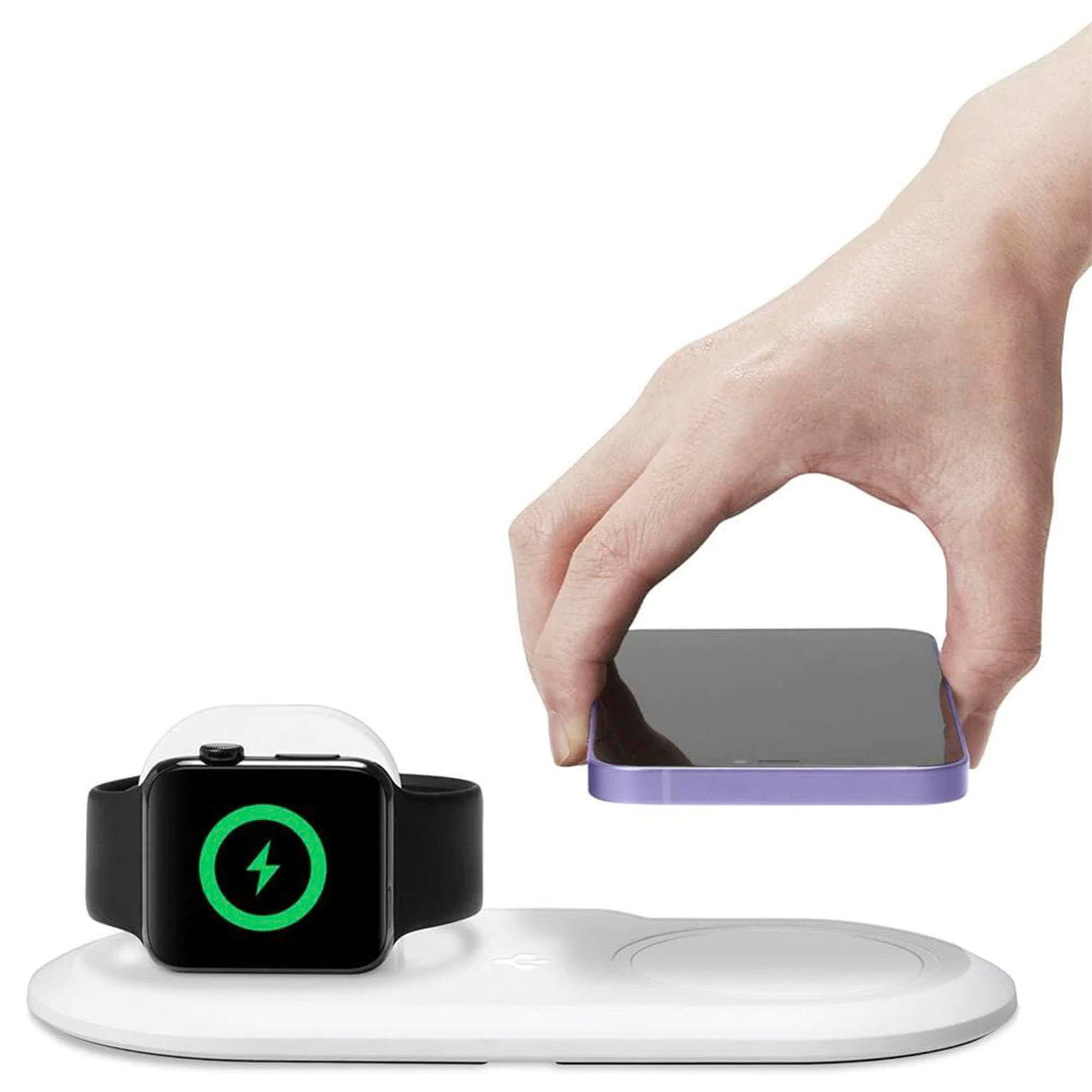 Spigen MagFit Duo – Qi-Ladestation mit Doppel Ladefunktion für Smartphone und Smartwatch Induktives Laden – Weiteres Produktbild 2