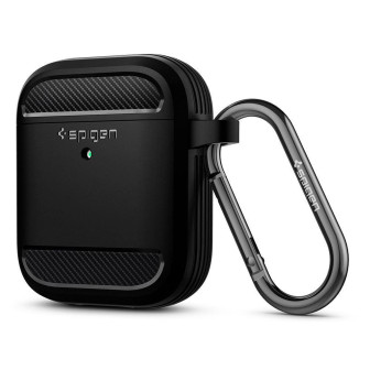 Spigen Rugged Armor Case für AirPods (1. und 2. Generation) – Schutzhülle für Wireless Kopfhörercase – Mattschwarz