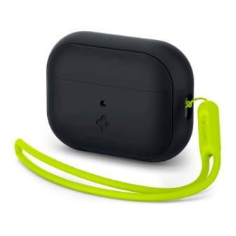 Spigen Spigen Silicone Fit Case + Strap für AirPods Pro (1 / 2) – Silikonhülle für Kopfhörercase – Schwarz / Grün