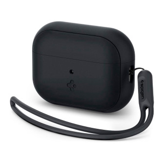 Spigen Silicone Fit Case + Strap für AirPods Pro (1 / 2) – Silikonhülle für Kopfhörercase – Schwarz