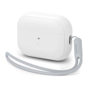 Spigen Spigen Silicone Fit Case + Strap für AirPods Pro (1 / 2) – Silikonhülle für Kopfhörercase – Weiß / Grau
