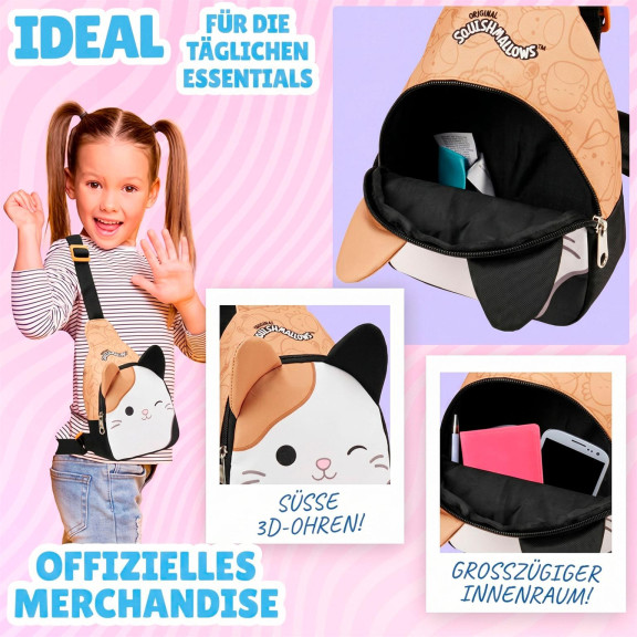 Squishmallows Cam Umhängetasche – Sling Bag Mädchen Schultertasche mit Cam Katze Design – Weiteres Produktbild 2