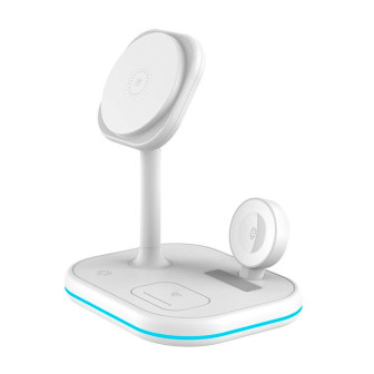 Tech-Protect 3in1 induktives Ladegerät mit Ständer – MagSafe Ladestation Wireless Charger für mehrere Geräte – Weiß
