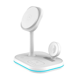 Tech-Protect 3in1 induktives Ladegerät mit Ständer – MagSafe Ladestation Wireless Charger für mehrere Geräte – Weiß Tech-Protect 3in1 induktives Ladegerät mit Ständer – MagSafe Ladestation Wireless Charger für mehrere Geräte – Weiß
