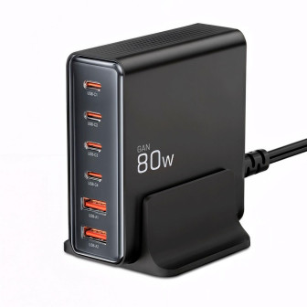 Tech-Protect 6-Port PD80W QC3.0 Ladestation – Multi USB Charger für gleichzeitiges Laden mehrerer Geräte – Schwarz Tech-Protect 6-Port PD80W QC3.0 Ladestation – Multi USB Charger für gleichzeitiges Laden mehrerer Geräte – Schwarz