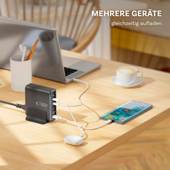 Tech-Protect 6-Port PD80W QC3.0 Ladestation – Multi USB Charger für gleichzeitiges Laden mehrerer Geräte  – Weiteres Produktbild 2
