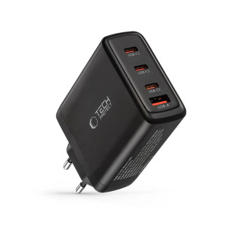 Tech-Protect Power Delivery Ladegerät 100W – USB Ladegerät mehrere Geräte mit USB C und USB A Ports – Schwarz