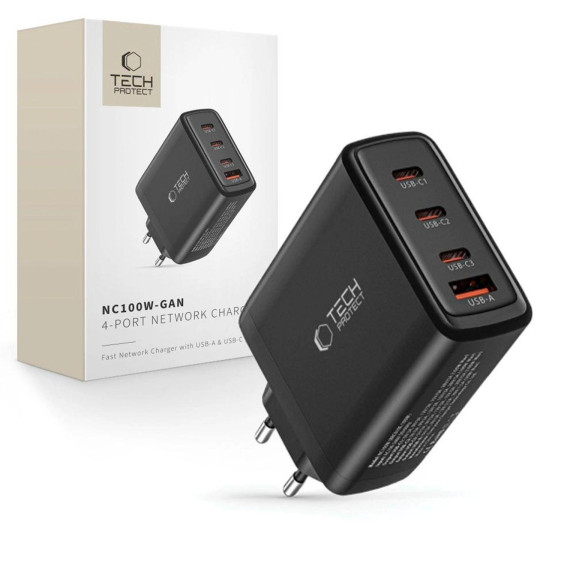 Tech-Protect Power Delivery Ladegerät 100W – USB Ladegerät mehrere Geräte mit USB C und USB A Ports – Weiteres Produktbild 6