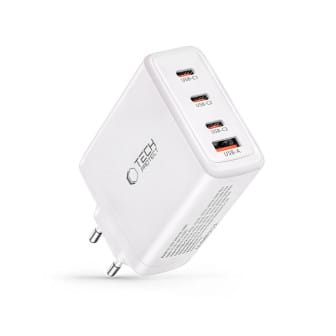 Tech-Protect Power Delivery Ladegerät 100W – USB Ladegerät mehrere Geräte mit USB C und USB A Ports – Weiß Tech-Protect Power Delivery Ladegerät 100W – USB Ladegerät mehrere Geräte mit USB C und USB A Ports – Weiß