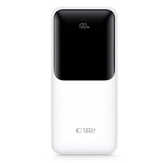 Tech-Protect Powerbank PB01 – 22.5W,  mehrere USB Ports, LED – für Smartphones und andere Geräte – 10.000 mAh – Weiß