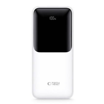 Tech-Protect Powerbank PB03 – 22.5W,  mehrere USB Ports, LED – für Smartphones und andere Geräte – 30.000 mAh – Weiß