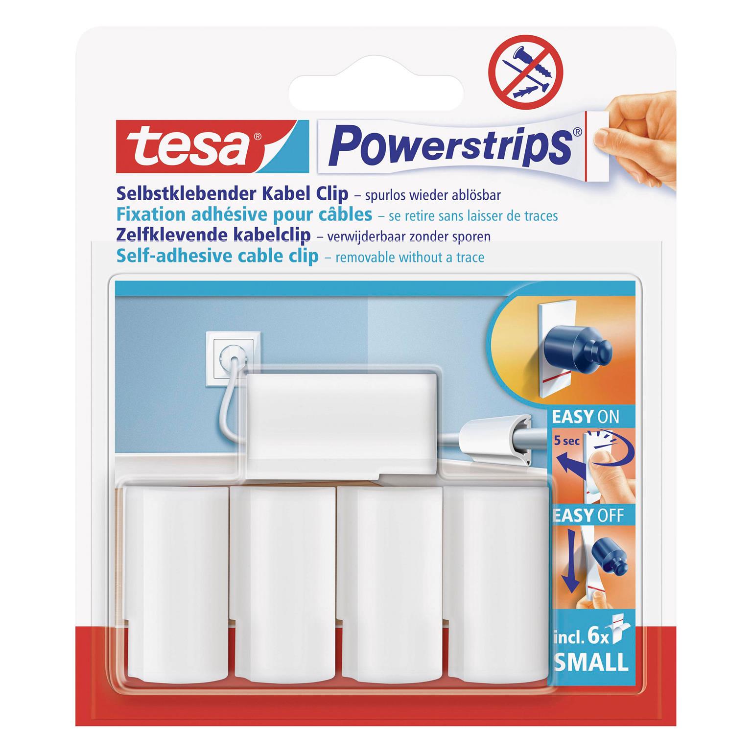 tesa Powerstrips Kabel-Clip – Selbstklebende Kabelclips, Kabelhalter für Schreibtisch, Kabelmanagement – undefined