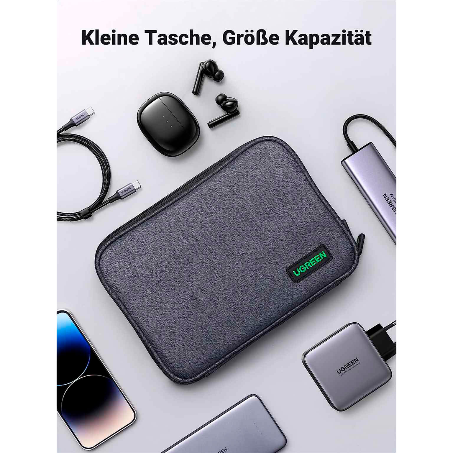 Ugreen Elektronik-Reisetasche – Großräumige Zubehörtasche für Kabel und diverse Geräte – Einschichtig – Weiteres Produktbild 1