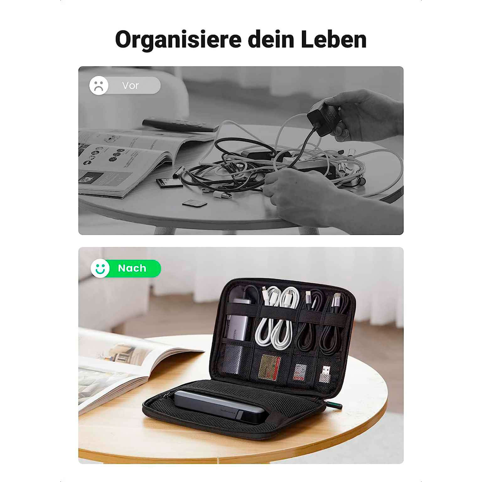 Ugreen Elektronik-Reisetasche – Großräumige Zubehörtasche für Kabel und diverse Geräte – Einschichtig – Weiteres Produktbild 4