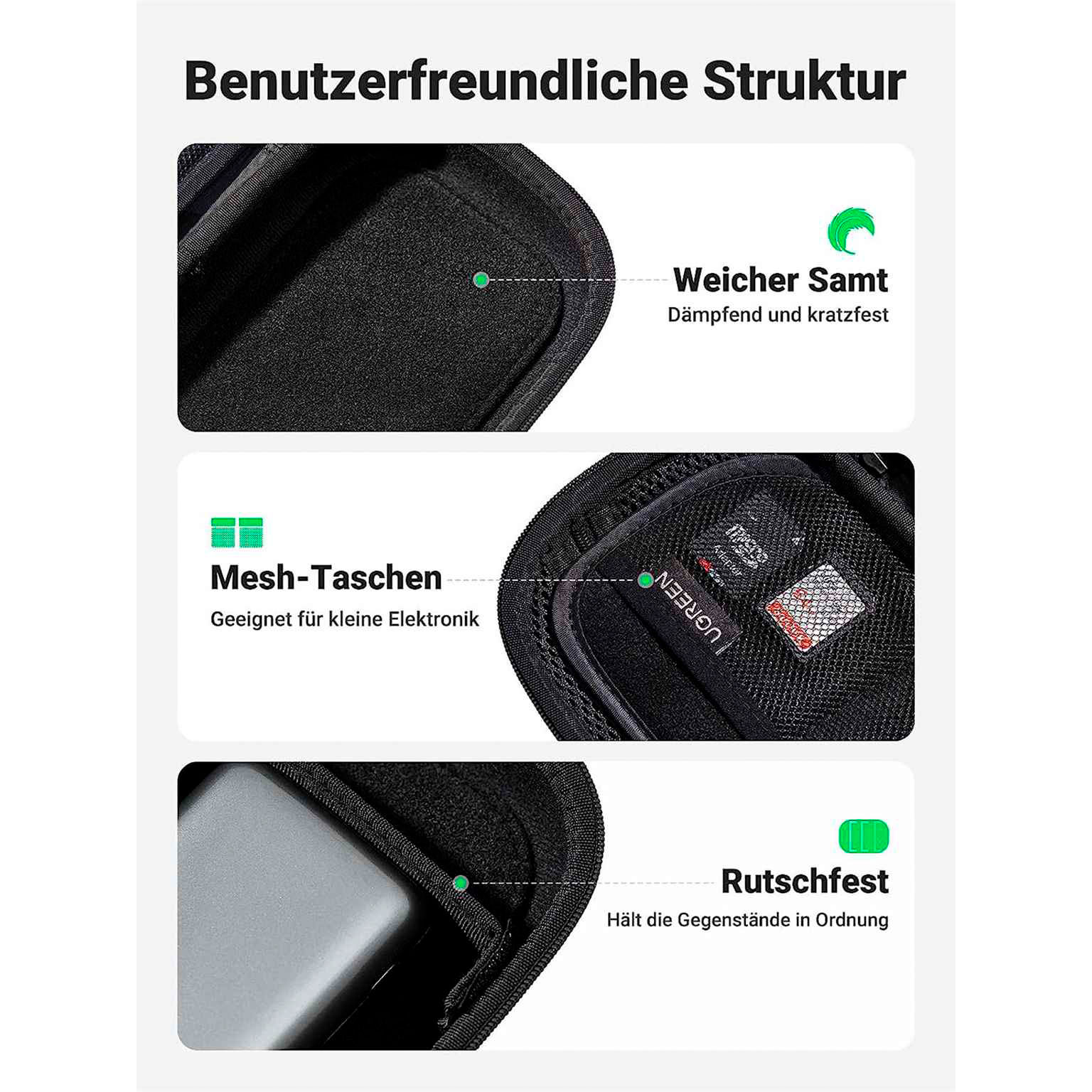 UGREEN Reise Organizer – Universal Organizer für Elektronik Zubehör, Tasche mit Reißverschluss – Weiteres Produktbild 4
