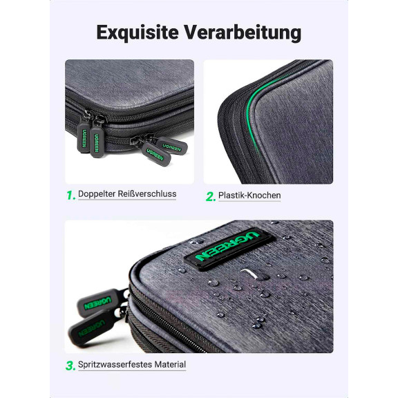 Ugreen Elektronik-Reisetasche – Großräumige Zubehörtasche für Kabel und diverse Geräte – Zweischichtig – Weiteres Produktbild 6