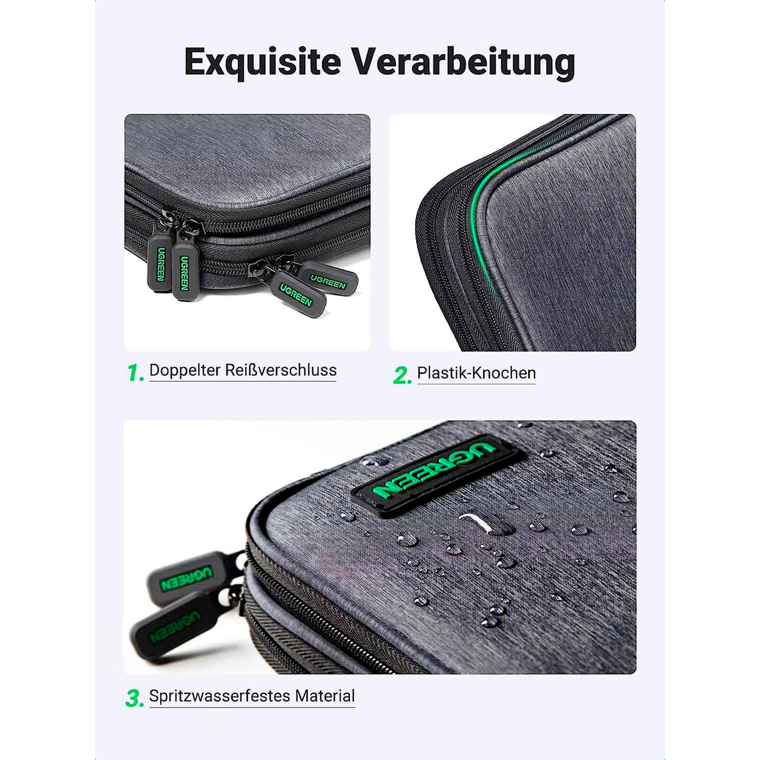 Ugreen Elektronik-Reisetasche – Großräumige Zubehörtasche für Kabel und diverse Geräte – Zweischichtig – Weiteres Produktbild 5
