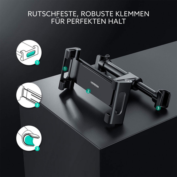 Ugreen Kfz Smartphone/Tablethalterung – Kfz-Halterung für Tablets, Autohalterung an Kopfstütze für Kinder – Weiteres Produktbild 6