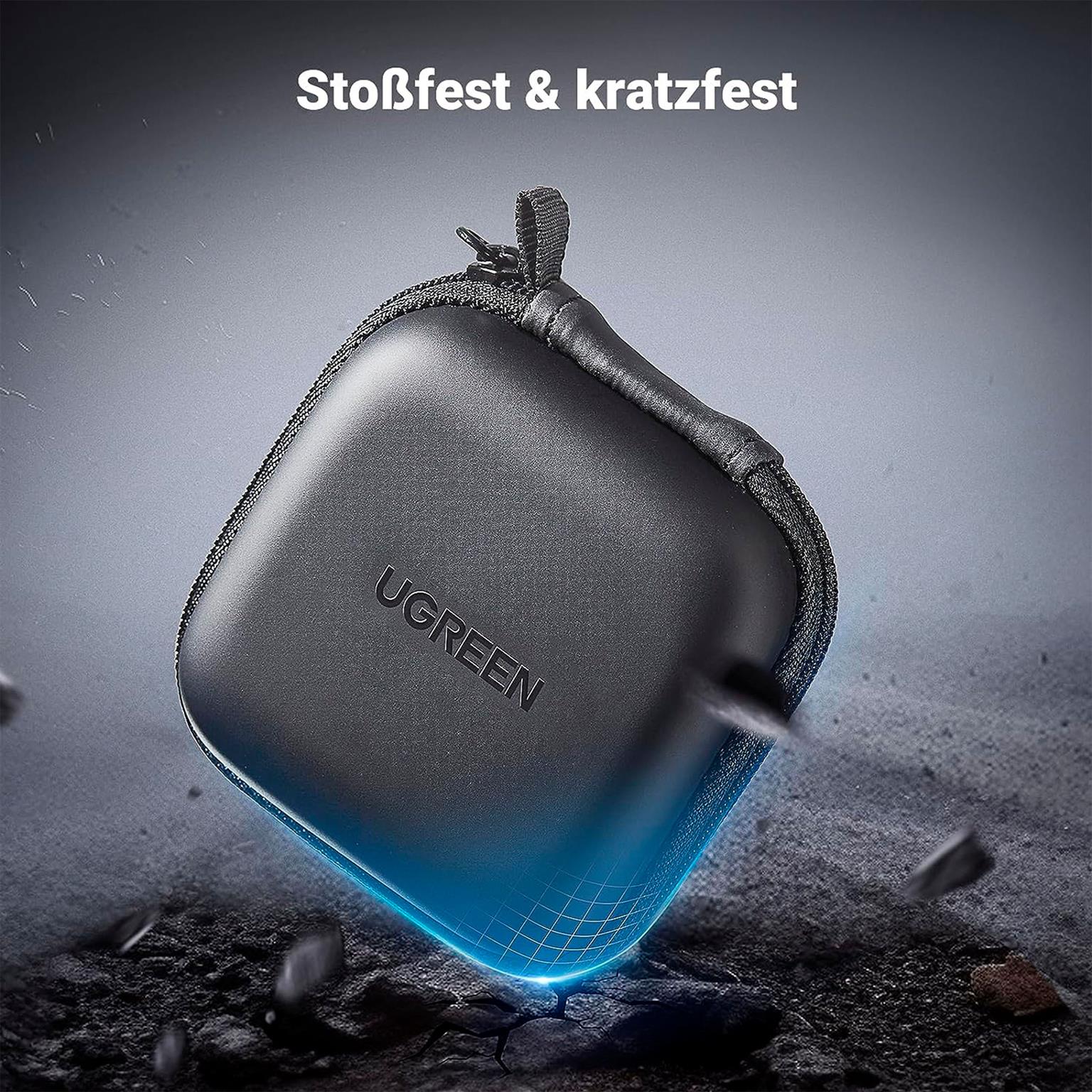 Ugreen Kopfhörer Tasche – 8x8 cm Etui, wasserdicht, Reißverschluss, praktische Aufbewahrung – Weiteres Produktbild 1