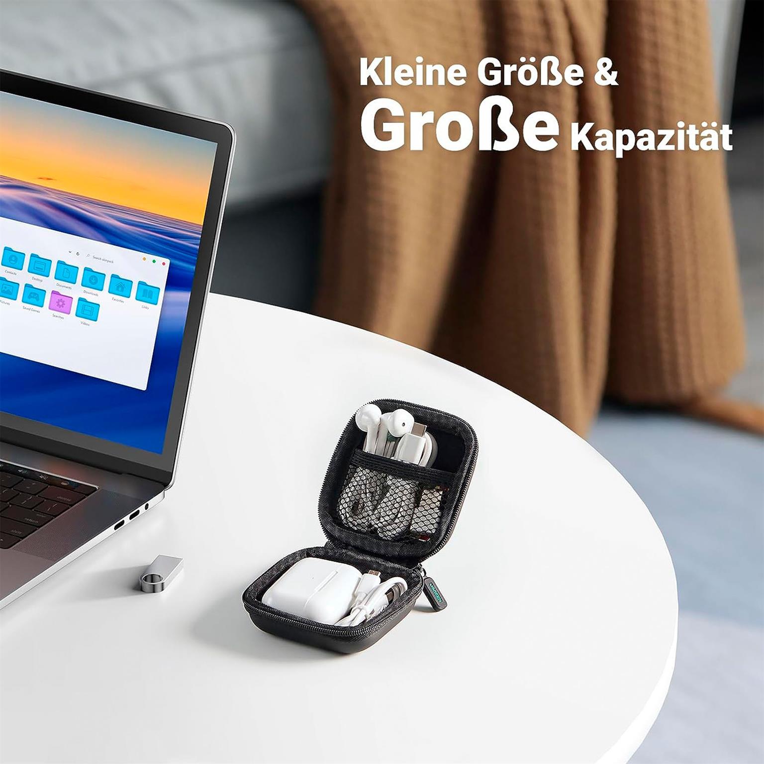 Ugreen Kopfhörer Tasche – 8x8 cm Etui, wasserdicht, Reißverschluss, praktische Aufbewahrung – Weiteres Produktbild 2
