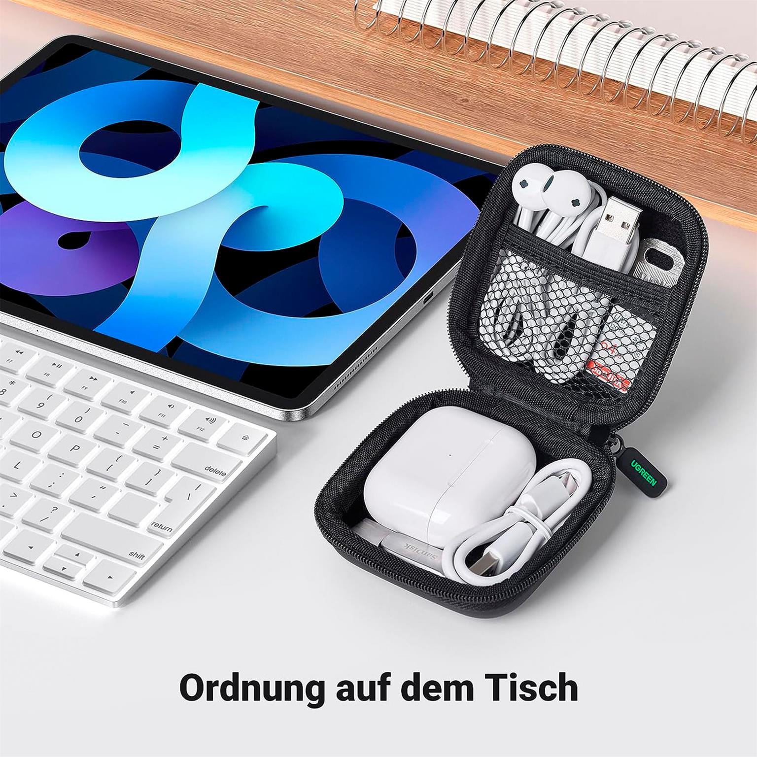 Ugreen Kopfhörer Tasche – 8x8 cm Etui, wasserdicht, Reißverschluss, praktische Aufbewahrung – Weiteres Produktbild 4