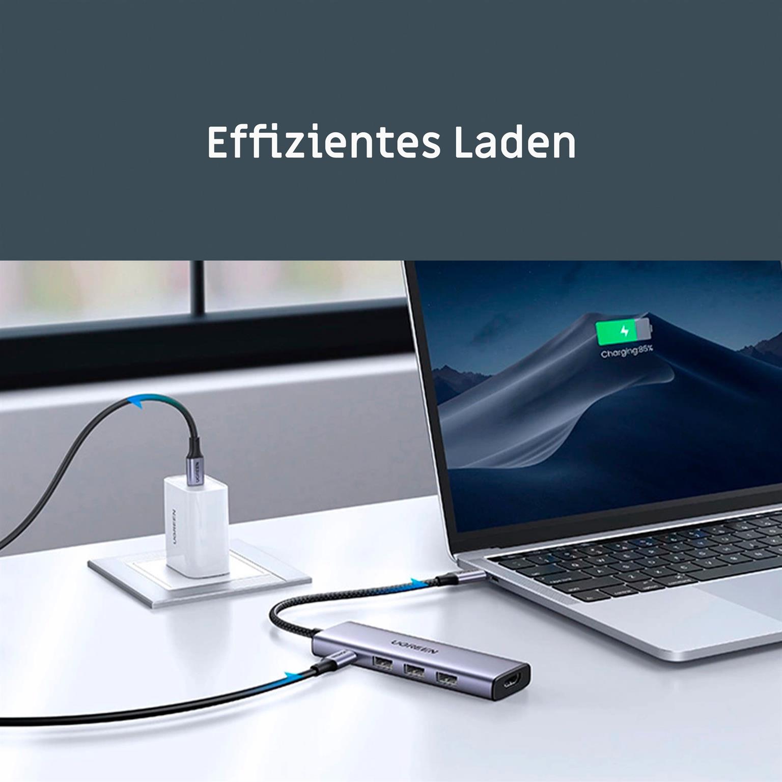 Ugreen Multifunktions-USB-Hub – USB-C für Smartphones und andere Geräte, HDMI, USB-C, USB-A – Weiteres Produktbild 3