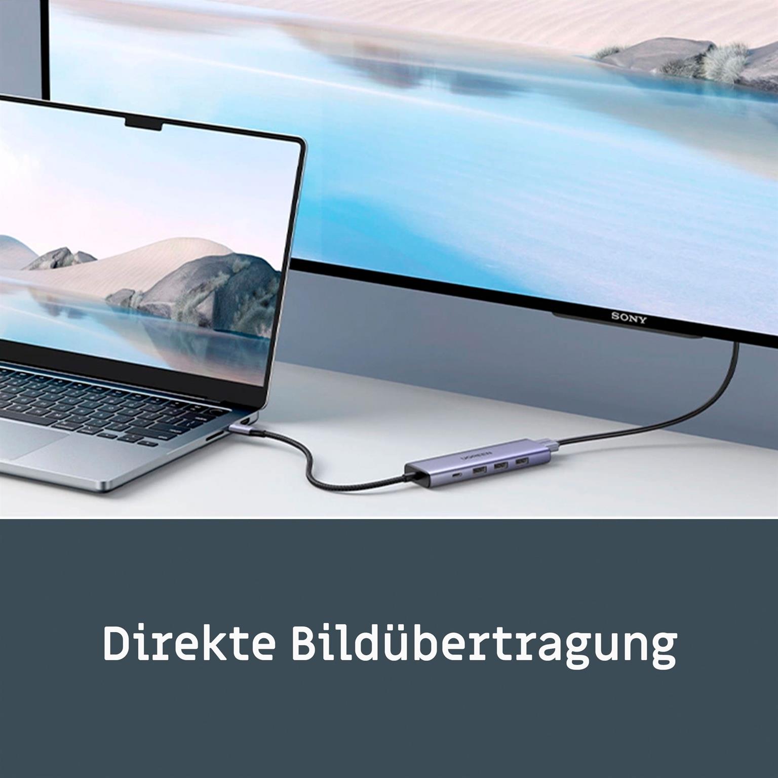 Ugreen Multifunktions-USB-Hub – USB-C für Smartphones und andere Geräte, HDMI, USB-C, USB-A – Weiteres Produktbild 4