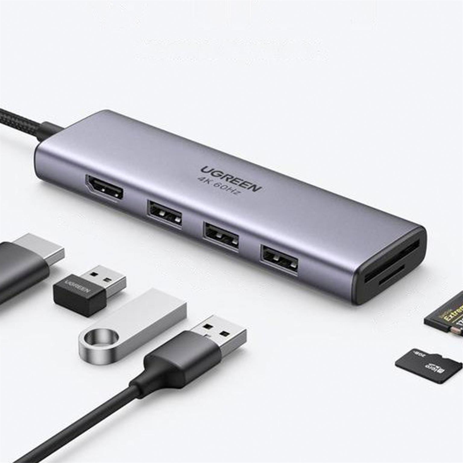 Ugreen Multifunktions-USB-Hub – USB-C für Smartphones und andere Geräte, HDMI, Kartenleser, USB-A – Weiteres Produktbild 2