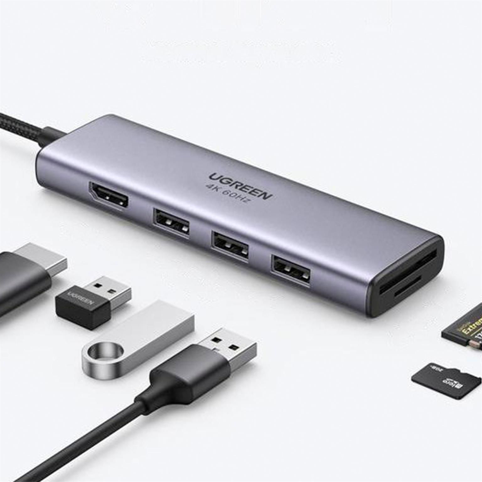 Ugreen Multifunktions-USB-Hub – USB-C für Smartphones und andere Geräte, HDMI, Kartenleser, USB-A – Weiteres Produktbild 3 Ugreen Multifunktions-USB-Hub – USB-C für Smartphones und andere Geräte, HDMI, Kartenleser, USB-A – Weiteres Produktbild 3