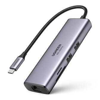 Ugreen Multifunktions-USB-Hub – USB-C für Smartphones und andere Geräte, HDMI, Kartenleser, USB-A und C, Ethernet – Grau Ugreen Multifunktions-USB-Hub – USB-C für Smartphones und andere Geräte, HDMI, Kartenleser, USB-A und C, Ethernet – Grau
