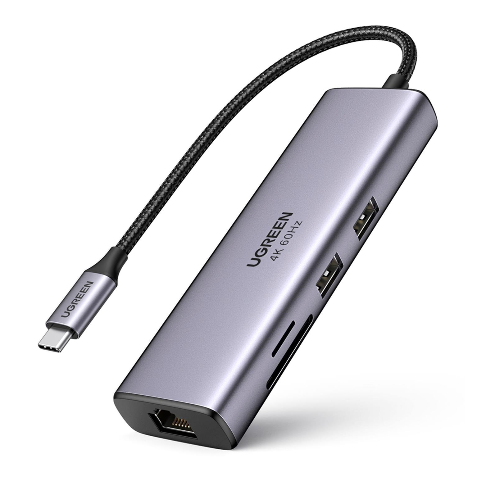 Ugreen Multifunktions-USB-Hub – USB-C für Smartphones und andere Geräte, HDMI, Kartenleser, USB-A und C, Ethernet – undefined