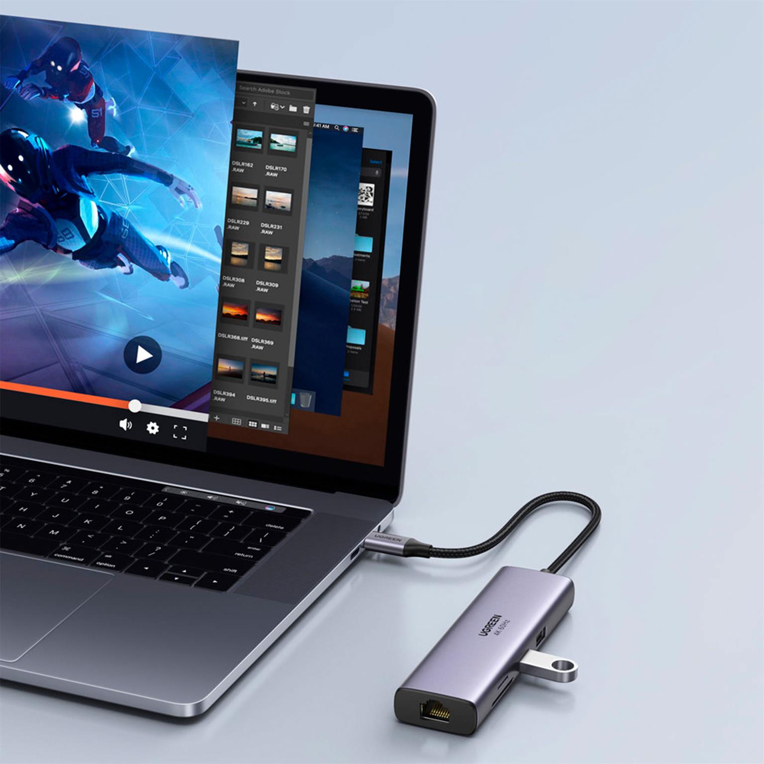 Ugreen Multifunktions-USB-Hub – USB-C für Smartphones und andere Geräte, HDMI, Kartenleser, USB-A und C, Ethernet – Weiteres Produktbild 1