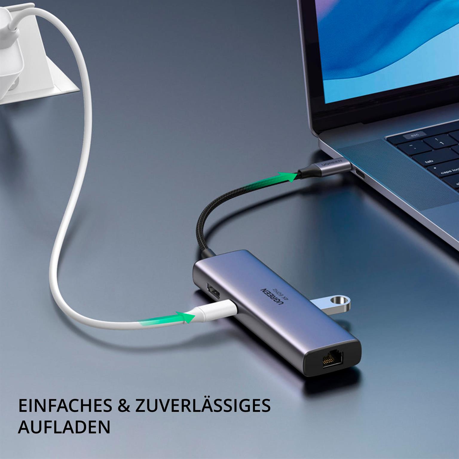 Ugreen Multifunktions-USB-Hub – USB-C für Smartphones und andere Geräte, HDMI, Kartenleser, USB-A und C, Ethernet – Weiteres Produktbild 2