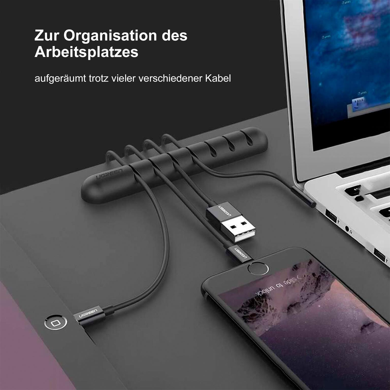 Ugreen Kabelorganisator – Selbstklebender Kabelhalter für Smartphone und andere Geräte, für 7 Kabel – Weiteres Produktbild 5