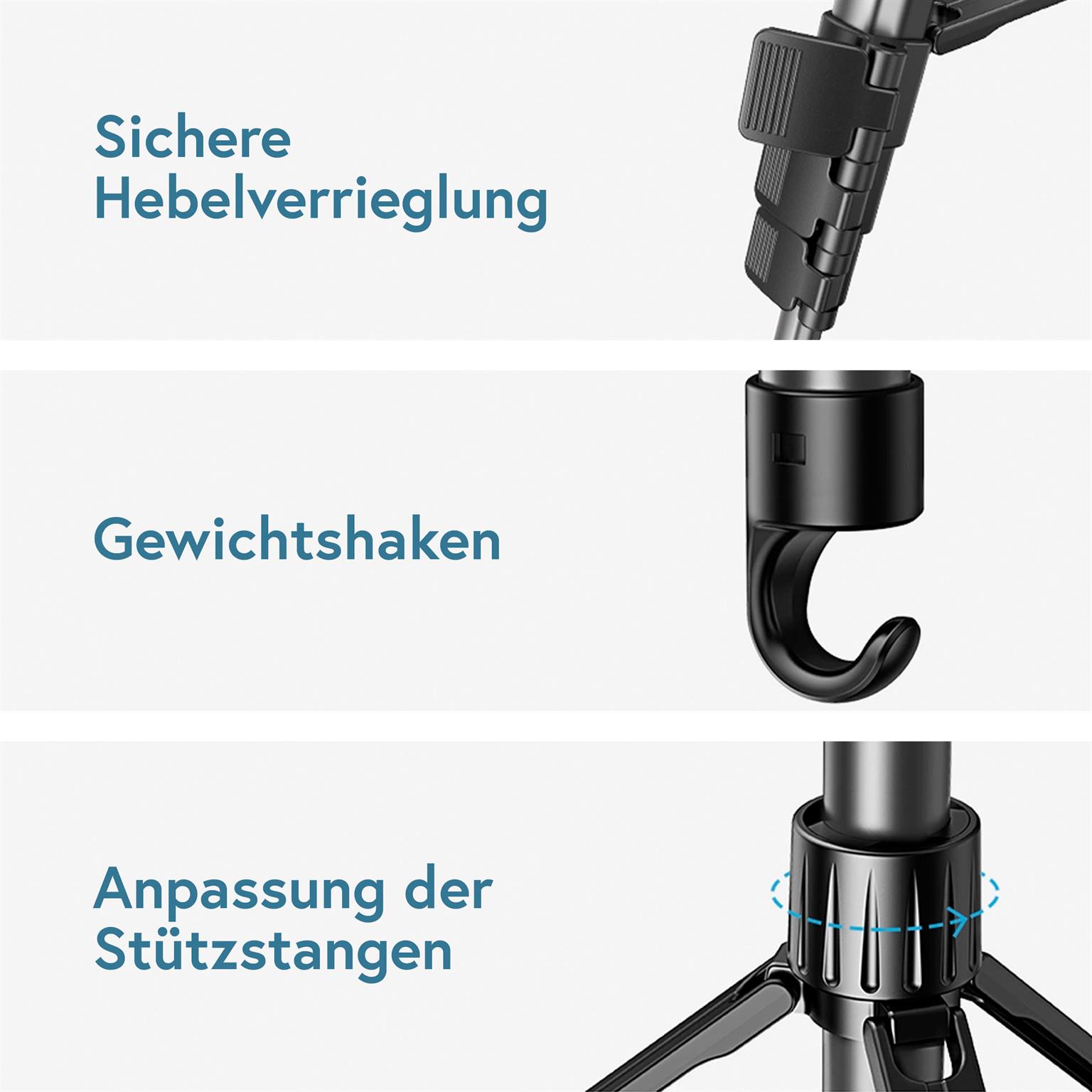 Ugreen Stativ für Smartphones und Kameras – Kamera-Stativ Aluminium, Stativ mit Smartphone-Adapter – Weiteres Produktbild 6 Ugreen Stativ für Smartphones und Kameras – Kamera-Stativ Aluminium, Stativ mit Smartphone-Adapter – Weiteres Produktbild 6